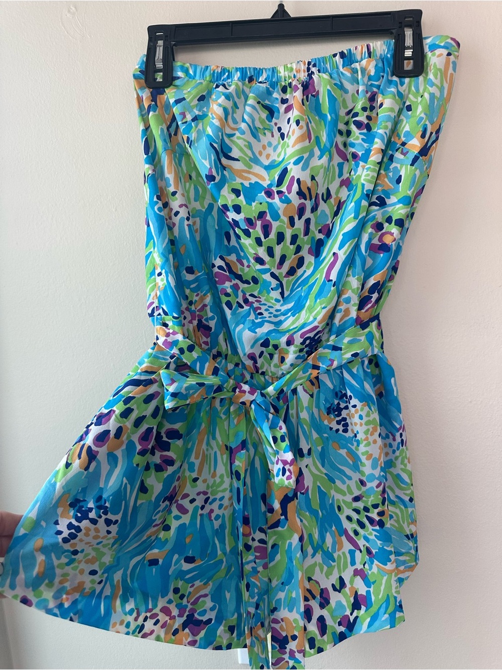 Lilly Pulitzer Blue, Green & Yellow Strapless Mini Dress